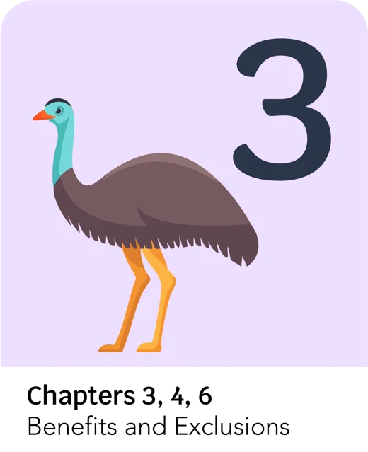 Chapter 3 title card: Benefits and Exclusions