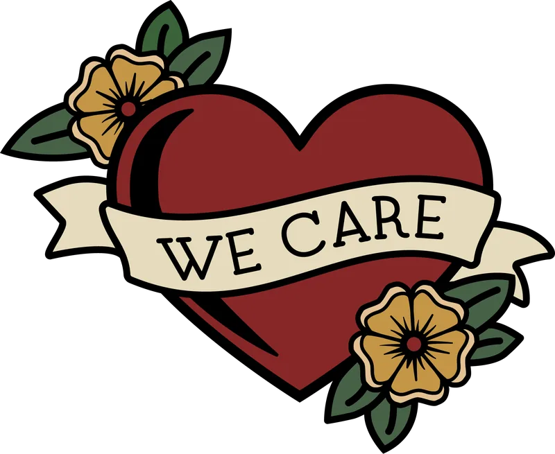 We Care heart tattoo
